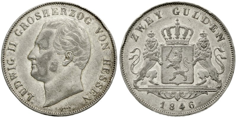 Hessen-Darmstadt
Ludwig II., 1830-1848
Doppelgulden 1846. sehr schön/vorzüglic...