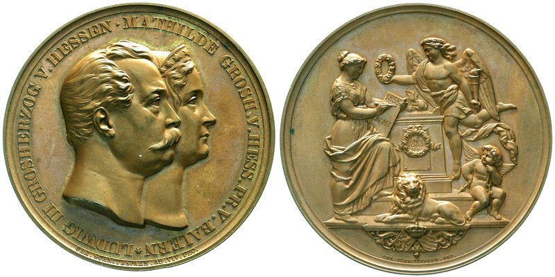 Hessen-Darmstadt
Ludwig III., 1848-1877
Bronzemedaille v. Chr. Schnitzspahn o....