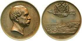 Hohenlohe-Schillingsfürst
Chlodwig, 1845-1901
Bronzemedaille 1889. Kopf n.r./Ansicht von Schillingsfürst. 65 mm. vorzüglich/Stempelglanz, schöne Tön...