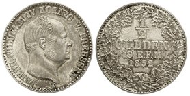Hohenzollern-Sigmaringen
Friedrich Wilhelm IV., 1849-1861
1/2 Gulden 1852 A. vorzüglich/Stempelglanz, schöne Patina