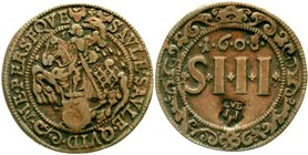 Münster-Domkapitel
3 Schilling 1608, mit Gegenstempel EVB über 3 Wolfsangeln. gutes sehr schön
