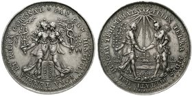 Münster-Der Westfälische Friede
Prägungen einzelner Staaten und Städte, auf die Friedensverträge 1648-1650
Silbermedaille von Johann Höhn o.J. ( 164...