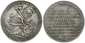 Sachsen-Albertinische Linie
Johann Georg II., 1656-1680
Feinsilbertaler nach zinnaischem Fuß 1678 auf die Verleihung des Hosenbandordens und auf das...