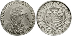 Sachsen-Albertinische Linie
Johann Georg II., 1656-1680
2/3 Taler 1679 CF Dresden, 15,45 g. vorzüglich