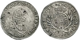 Sachsen-Albertinische Linie
Johann Georg II., 1656-1680
2/3 Taler 1680 CF, Dresden. sehr schön/vorzüglich, Schrötlingsfehler