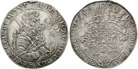 Sachsen-Albertinische Linie
Johann Georg III., 1680-1691
Reichstaler 1686 CF. 28,98 g. sehr schön, Henkelspur, Stiftloch