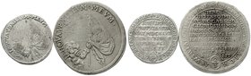Sachsen-Albertinische Linie
Johann Georg III., 1680-1691
2 Stück: 2/3 Taler u. 1/6 Taler 1691 Dresden, auf seinen Tod schön/sehr schön, Henkelspur...