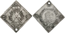 Sachsen-Albertinische Linie
Johann Georg IV., 1691-1694
Talerklippe nach Leipziger Fuß 1693 Dresden Auf den Empfang des Hosenbandordens. 24,73 g. se...
