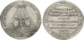Sachsen-Albertinische Linie
Johann Georg IV., 1691-1694
2/3 Taler 1693 Dresden auf seinen Tod. 16,91 g. sehr schön/vorzüglich, Henkelspur