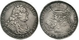 Sachsen-Albertinische Linie
Friedrich August II., 1733-1763
Reichstaler 1735 FWoF Dresden. 29,06 g. sehr schön, kleine Prägeschwäche, schöne Patina ...