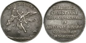 Sachsen-Albertinische Linie
Friedrich August II., 1733-1763
1/2 Taler 1747 Dresden a.d. Vermählung Fr. Christian u. Maria Antonia, 13,68 g. sehr sch...