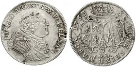 Sachsen-Albertinische Linie
Friedrich August II., 1733-1763
1/3 Taler 1763 FWoF Dresden gutes sehr schön, Schrötlingsfehler