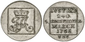 Sachsen-Albertinische Linie
Friedrich August III. 1763-1806
5 Kreuzer 1765 EDC Dresden für Henneberg. Monogramm unter Kurhut in Quadrat / 5 Zeilen S...