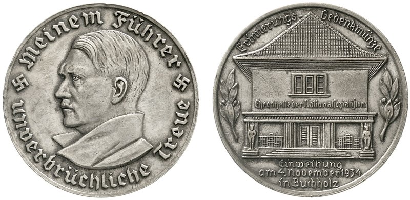 Drittes Reich
Versilberte Bronzemedaille 1934 a.d. Einweihung der Ehrenhalle in...