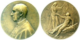 Erster Weltkrieg
Belgien: Bronzemedaille 1914 von Jourdain, auf Kardinal Mercier und seinen nationalen Aufruf zu Patriotismus und Durchhaltevermögen....