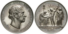 Personenmedaillen
Silbermedaille 1830 von König a.d. 60. Geburtstag von Georg Wilhelm Friedrich Hegel (1770-1831) gewidmet von seinen Schülern. Büste...