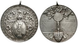 Schützenmedaillen
Hamburg
Silber-Prämienmedaille o.J. mit original Henkel, Randpunze 990 Silber, 35 mm, 16,92 g. vorzüglich