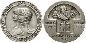Schützenmedaillen
München
Silberne Schützenmedaille 1910. v. Heinloth auf das 100-jährige Jubiläum der Oktoberfest-Zimmerstutzenschützen. Die Brustb...