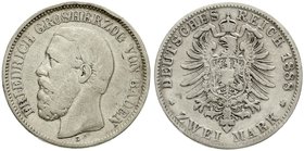 Baden
Friedrich I., 1856-1907
2 Mark 1888 G. schön/sehr schön, Randfehler