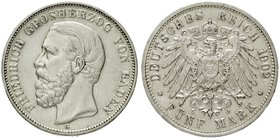 Baden
Friedrich I., 1856-1907
5 Mark 1902 G. Seltenes Jahr. sehr schön/vorzüglich