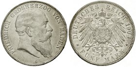 Baden
Friedrich I., 1856-1907
5 Mark 1907 G. sehr schön/vorzüglich