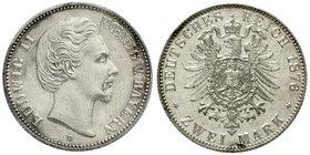 Bayern
Ludwig II., 1864-1886
2 Mark 1876 D. Polierte Platte, nur min. berührt, selten