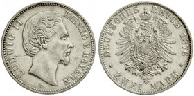 Bayern
Ludwig II., 1864-1886
2 Mark 1876 D. sehr schön, kl. Kratzer