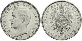 Bayern
Otto, 1886-1913
5 Mark 1888 D. vorzügliches Prachtexemplar