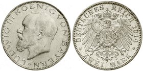 Bayern
Ludwig III., 1913-1918
2 Mark 1914 D. vorzüglich/Stempelglanz