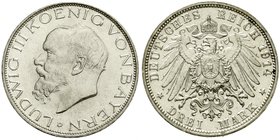 Bayern
Ludwig III., 1913-1918
3 Mark 1914 D. fast Stempelglanz, Prachtexemplar