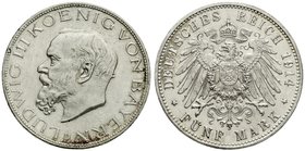Bayern
Ludwig III., 1913-1918
5 Mark 1914 D. gutes vorzüglich, leicht berieben