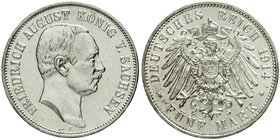 Sachsen
Friedrich August III., 1904-1918
5 Mark 1914 E. prägefrisch