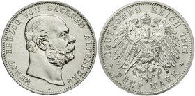 Sachsen/-Altenburg
Ernst, 1853-1908
5 Mark 1901 A. vorzüglich/Stempelglanz