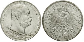 Sachsen/-Altenburg
Ernst, 1853-1908
5 Mark 1903 A. 50-jähr. Regierungsjubiläum. vorzüglich/Stempelglanz, winz. Randfehler