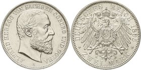 Sachsen/-Coburg-Gotha
Alfred, 1893-1900
2 Mark 1895 A. fast Stempelglanz, Prachtexemplar, selten in dieser Erhaltung