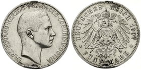 Sachsen/-Coburg-Gotha
Carl Eduard, 1900-1918
5 Mark 1907 A. Broschierspuren, sonst sehr schön