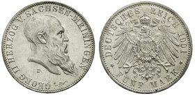 Sachsen-Meiningen
Georg II., 1866-1914
5 Mark 1901 D. Zum Geburtstag, vorzüglich/Stempelglanz