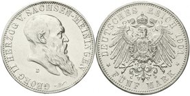 Sachsen-Meiningen
Georg II., 1866-1914
5 Mark 1901 D. Zum Geburtstag, vorzüglich