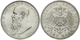 Sachsen-Meiningen
Georg II., 1866-1914
5 Mark 1908 D. vorzüglich/Stempelglanz, kl. Randfehler