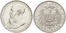Sachsen-Meiningen
Georg II., 1866-1914
2 Mark 1915. Auf seinen Tod. fast Stempelglanz Prachtexemplar