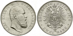 Württemberg
Karl, 1864-1891
2 Mark 1876 F. fast Stempelglanz, Prachtexemplar