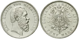 Württemberg
Karl, 1864-1891
5 Mark 1876 F. vorzüglich, min. berieben