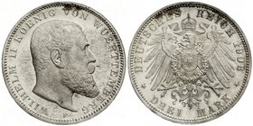 Württemberg
Wilhelm II., 1891-1918
3 Mark 1908 F. Polierte Platte, kl. Randfehler