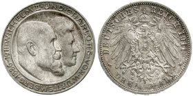 Württemberg
Wilhelm II., 1891-1918
3 Mark 1911 F. Zur silbernen Hochzeit. feiner Stempelglanz, schöne Patina, Prachtexemplar
