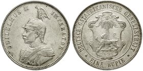 Deutsch Ostafrika
1 Rupie 1891. sehr schön/vorzüglich, kl. Randfehler