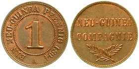 Neuguinea
Neuguinea Compagnie
1 Neu-Guinea Pfennig 1894 A. vorzüglich/Stempelglanz, schöne Kupfertönung