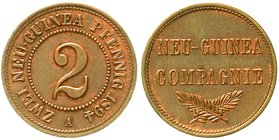 Neuguinea
Neuguinea Compagnie
2 Neu-Guinea Pfennig 1894 A. gutes vorzüglich, schöne Kupfertönung