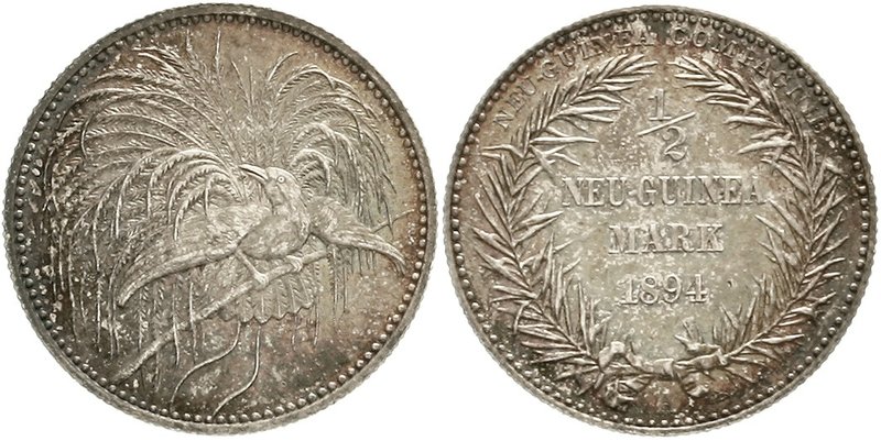 Neuguinea
Neuguinea Compagnie
1/2 Neuguinea-Mark 1894 A, Paradiesvogel. Polier...