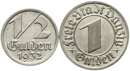 Danzig
Freie Stadt
2 Stück: 1/2 und 1 Gulden 1932. vorzüglich