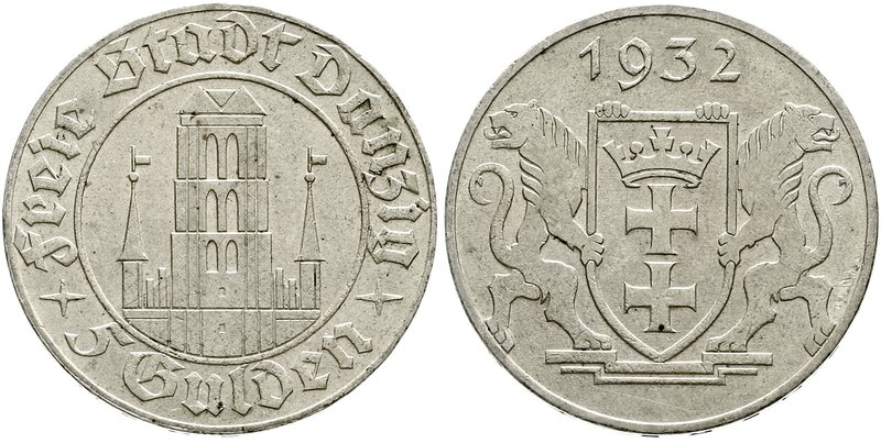 Danzig
Freie Stadt
5 Gulden 1932. Marienkirche. gutes vorzüglich, kl. Kratzer